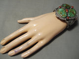 Native American One Of The Most Chunky Damale Turquoise Sterling Silver Coiled Bracelet-Nativo Arts