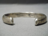 Thick And Heavy!! Vintage Native American Navajo Sterling Silver Bracelet Old-Nativo Arts