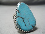 Important San Felipe Turquoise Sterling Silver Pubelo Ring-Nativo Arts