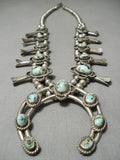 Carico Lake Vintage Native American Navajo Turquoise Sterling Silver Squash Blossom Necklace-Nativo Arts