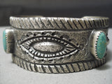 So Heavy Native American Navajo Turquoise Sterling Silver Repoussed Bracelet Cuff-Nativo Arts
