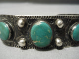 Early 1900's Vintage Native American Navajo Cerrillos Turquoise Sterling Silver Bracelet Old-Nativo Arts