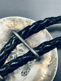 Important Vintage Native American Hopi Sterling Silver Bear Bolo Tie-Nativo Arts