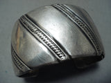 Wide Hand Tooled Vintage Native American Navajo Sterling Silver Bracelet Old-Nativo Arts