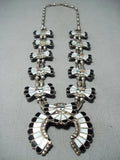 Intricate Women's Vintage Native American Zuni Turquoise Sterling Silver Squash Blossom Necklace-Nativo Arts