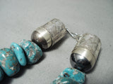 Native American Heavy Nugget 292 Gram Chunk Turquoise Sterling Silver Tubule Necklace-Nativo Arts
