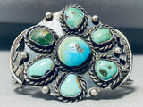 Absolutely Incredible Vintage Native American Navajo Turquoise Leaf Sterling Silver Bracelet-Nativo Arts