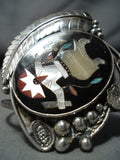 Ceremonial Kachina Vintage Native American Zuni Turquoise Sterling Silver Inlay Bracelet-Nativo Arts