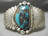 Important Vintage Native American Navajo Old Morenci Turquoise Sterling Silver Flank Bracelet-Nativo Arts