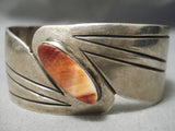 Rare Wide Vintage Native American Navajo Spiny Oyster Shell Sterling Silver Bracelet Old-Nativo Arts