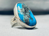 Unbelievable Vintage Native American Navajo Pilot Mountain Turquoise Sterling Silver Ring-Nativo Arts