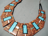 Incredibly Intricate Native American Turquoise Inlay Sterling Silver Necklace-Nativo Arts