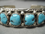 Rare Marie Thompson Vintage Native American Navajo Blue Turquoise Sterling Silver Bracelet-Nativo Arts