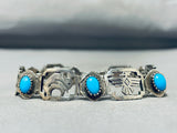 Native American One Of The Most Unique Buffalo Turquoise Sterling Silver Link Bracelet-Nativo Arts