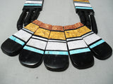 One Of The Biggest Santo Domingo Turquoise Jet Native American Necklace-Nativo Arts