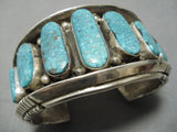 Important Vintage Native American Navajo Rinnie Luyba Ln Mntn Turquoise Sterling Silver Bracelet-Nativo Arts