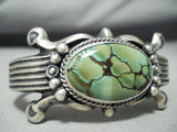 For Large Wrist Heavy Vintage Native American Navajo Green Turquoise Sterling Silver Bracelet-Nativo Arts