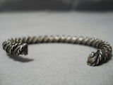 Wonderful Vintage Native American Navajo Hand Tooled Sterling Silver Woven Bracelet Old Cuff-Nativo Arts