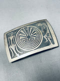 Important Vintage Native American Hopi Signed Sterling Silver Kokopelli Maze Buckle-Nativo Arts