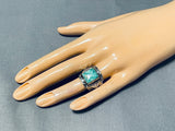 Vivid Turquoise Carico Lake Vintage Native American Navajo Sterling Silver Ring-Nativo Arts