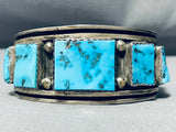 Opulent Vintage Native American Navajo Squared Turquoise Sterling Silver Bracelet-Nativo Arts