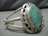 Majestic Vintage Native American Navajo Carico Lake Turquoise Sterling Silver Bracelet-Nativo Arts