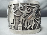 Very Rare Wide Vintage Native American Hopi Sterling Silver Kachina Bracelet Old-Nativo Arts
