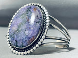 Native American Huge Vintage Navajo Charoite Sterling Silver Bracelet Cuff Jewelry-Nativo Arts