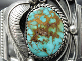 Swirling Silver Work Vintage Native American Navajo Royston Turquoise Sterling Bracelet-Nativo Arts