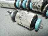 One Of The Biggest Best Native American Navajo Tubule Sterling Silver Turquoise Necklace-Nativo Arts