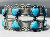 Russ Sam Vintage Native American Navajo Teardrop Turquoise Sterling Silver Bracelet-Nativo Arts