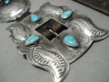 Early Hand Wrought Vintage Native American Navajo Turquoise Sterling Silver Concho Belt Old-Nativo Arts