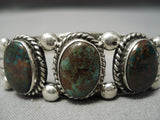 Superior Vintage Native American Navajo Natural Royston Turquoise Sterling Silver Bracelet Old-Nativo Arts