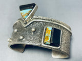 Heavy 151 Gram Vintage Native American Navajo Turquoise Sterling Silver Inlay Bracelet-Nativo Arts