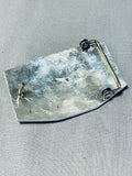 Outstanding Native American Hopi Chiseled Overlay Bears Sterling Silver Immense Buckle-Nativo Arts