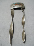 Marvelous Vintage Native American Navajo Turquoisd Sterling Silver Hair Barrette Old-Nativo Arts