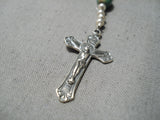 Rare Native American Navajo Green Turquoise Sterling Silver Rosary Chirstian Necklace-Nativo Arts