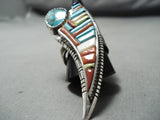 One Of The Best Native American Navajo Turquoise Sterling Silver Inlay Ring-Nativo Arts