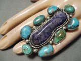 Best Vintage Native American Navajo Turquoise Sugulite Sterling Silver Ring-Nativo Arts