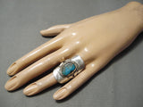 Amazing Huge Vintage Native American Navajo Blue Turquoise Sterling Silver Ring Old-Nativo Arts