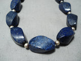 Amazing Navajo Native American Lapis Sterling Silver Necklace-Nativo Arts