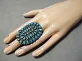 Best Vintage Native American Navajo Larry Moses Begay Turquoise Sterling Silver Cluster Ring-Nativo Arts