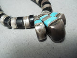 Native American Spectacular Vintage Santo Domingo Turquoise Jet Sterling Silver Necklace-Nativo Arts