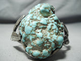 Protruding Vintage Native American Navajo Spiderweb Turquoise Sterling Silver Bracelet Old-Nativo Arts