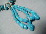 Marvelous Vintage Native American Navajo Turquoise Sterling Silver Necklace Old-Nativo Arts