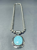 Native American Extraordinary Bruce Woodnavajo Domed Turquoise Sterling Silver Necklace-Nativo Arts