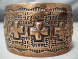 Ron Willie Navajo Wide Copper Cross Bracelet Native American-Nativo Arts