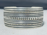 One Of The Most Detailed Hand Stamped Vintage Native American Navajo Sterling Silver Bracelet-Nativo Arts