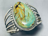 Rich Jim Native American Navajo Signed Gigantic Royston Turquoise Sterling Silver Bracelet-Nativo Arts