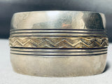 Henrietta Yesele Vintage Native American Navajo Wide Sterling Silver Gold Bracelet-Nativo Arts